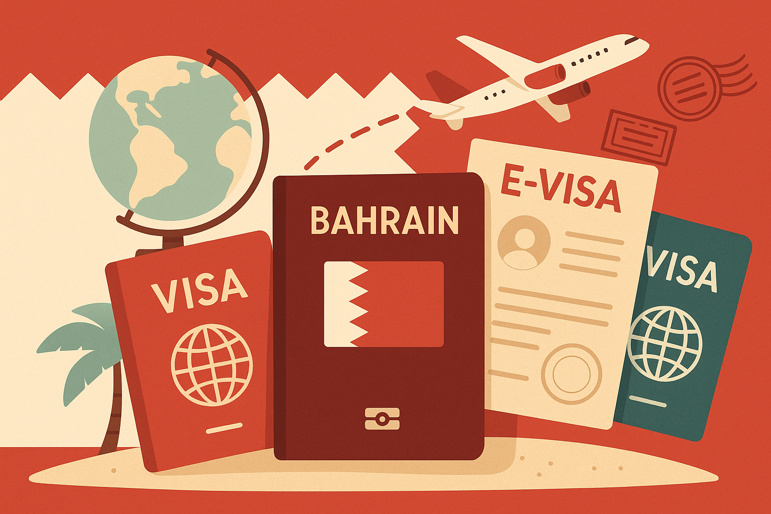 Różne typy wiz do Bahrajnu przedstawione graficznie
